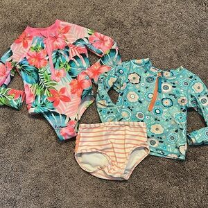 Toddler 2T swimsuit rash guard long sleeve bundle!